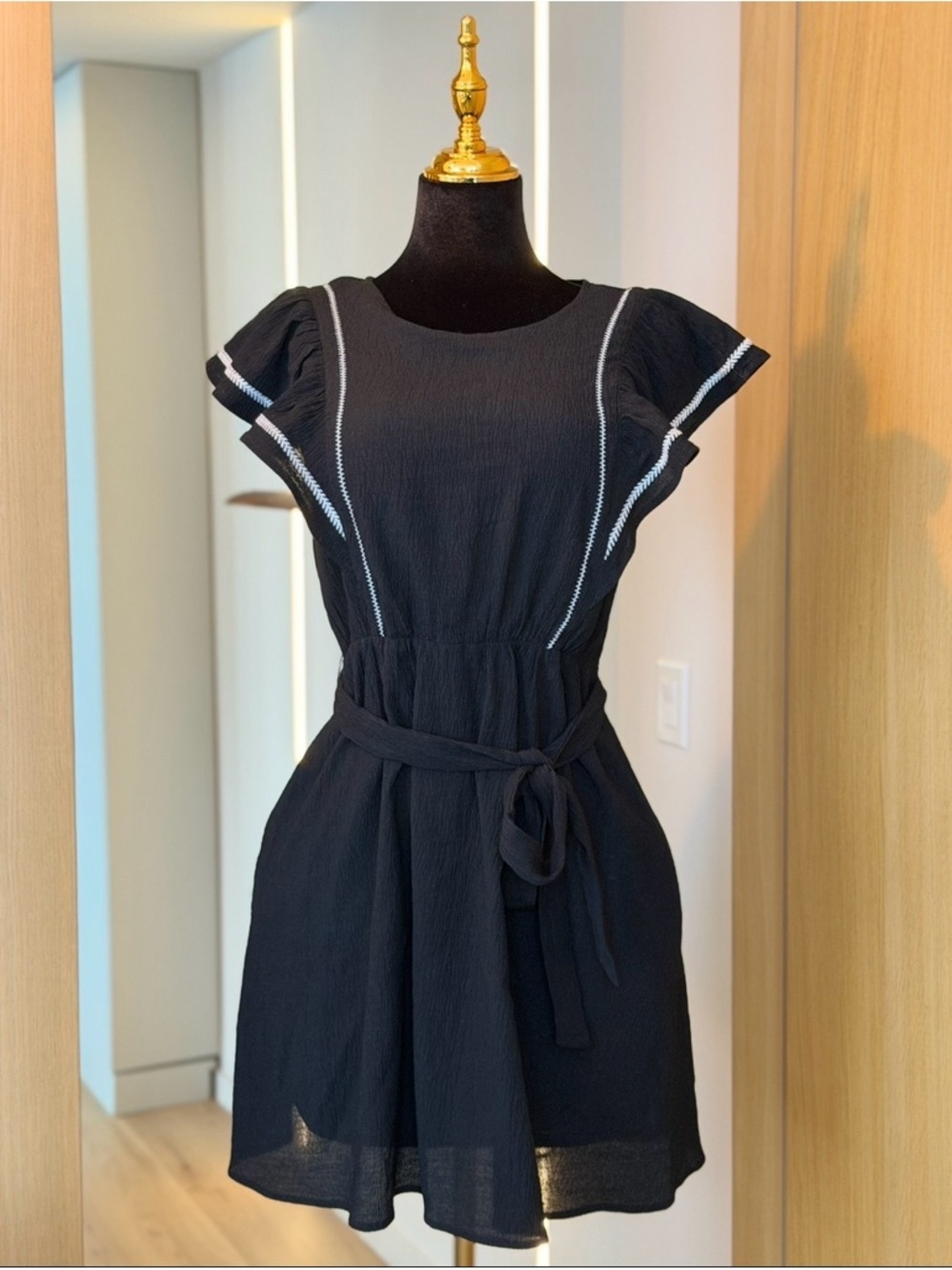 Banana Republic Black Ruffle Sleeve Mini Dress | City Muse